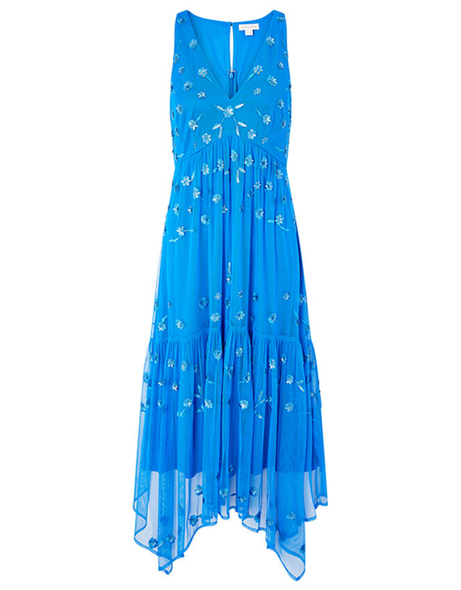Carmela Sequin Hanky Hem Dress, Blue (BLUE), large
