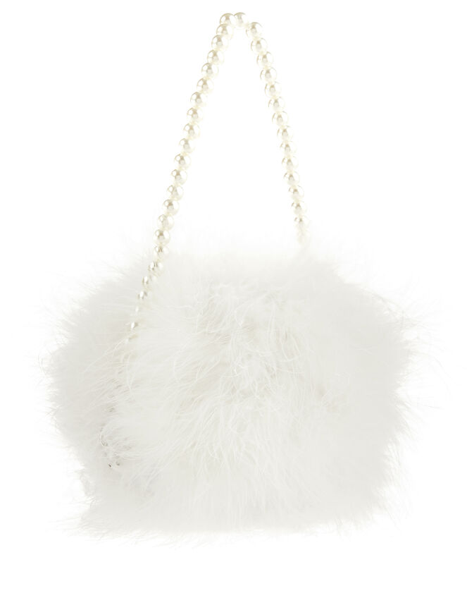 Marabou Fluffy Bag with Pearly Handle, , large