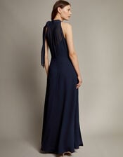 Monika Halter Chiffon Maxi Dress, Blue (NAVY), large