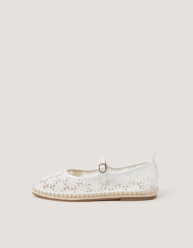Lola Lace Espadrille Flats, Ivory (IVORY), large