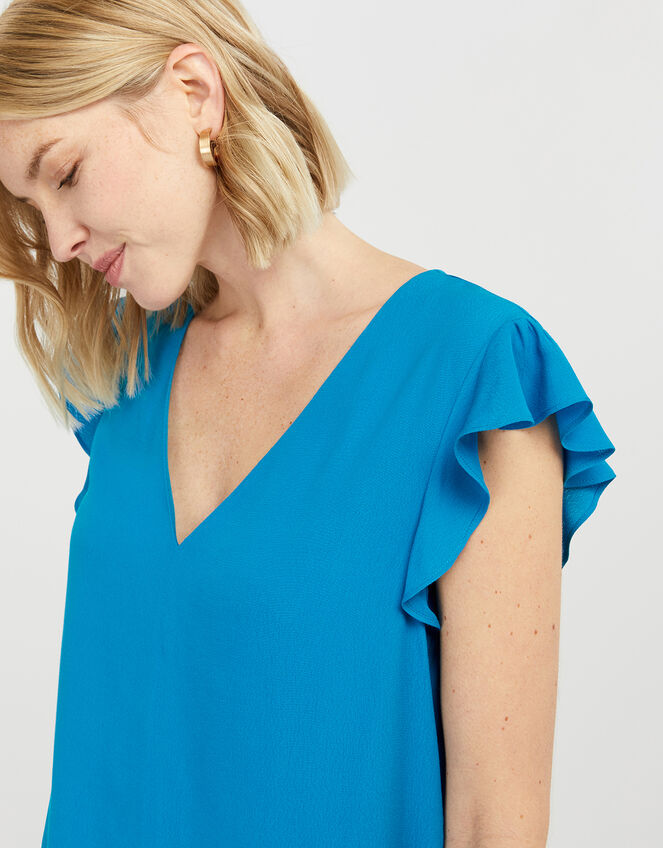 Nessa Short Sleeve Blouse in LENZING™ ECOVERO™, Blue (BLUE), large
