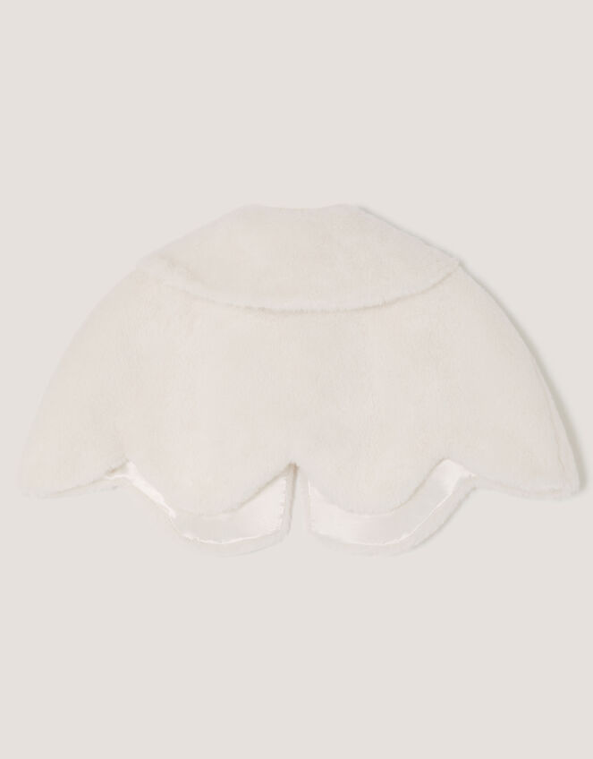 Scallop Faux Fur Cape, Ivory (IVORY), large