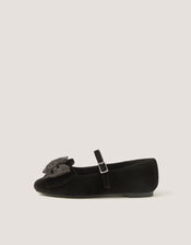 Bow Velvet Ballet Flats, Black (BLACK), large