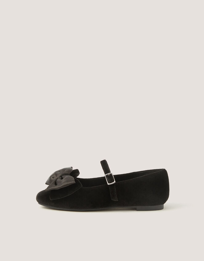 Bow Velvet Ballet Flats, Black (BLACK), large