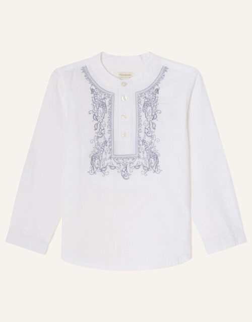 Kurta Embroidered Shirt, Ivory (IVORY), large