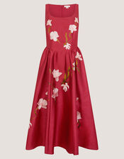 Anya Floral Embroidered Fit & Flare Midi Dress, Pink (PINK), large