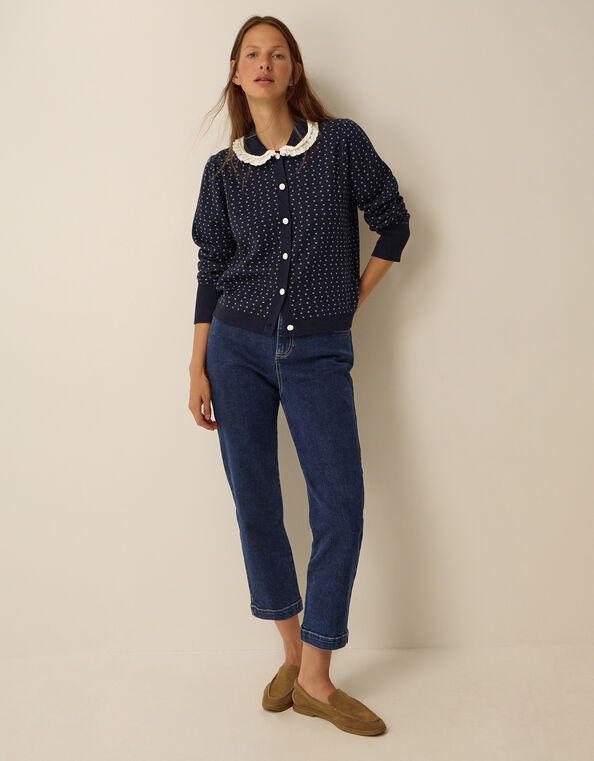 Safaia Straight Cropped Jeans, Blue (INDIGO), large