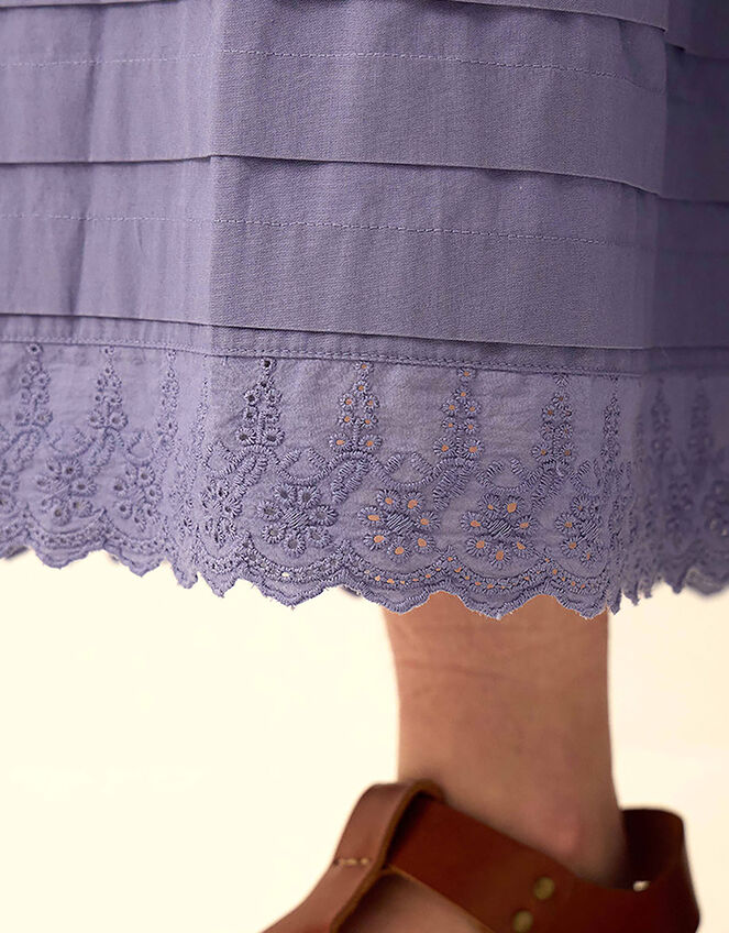 East Betsy Cotton Poplin Midi Skirt, Blue (BLUE), large