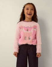 Embellished Christmas Tree Ombr&eacute; Jumper, Pink (PINK), large