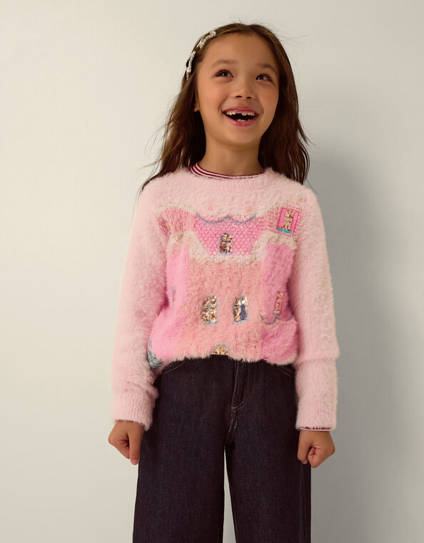 Embellished Christmas Tree Ombr&eacute; Jumper, Pink (PINK), large