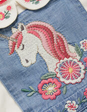 Baby T-Shirt & Unicorn Chambray Dungarees Set, Blue (BLUE), large