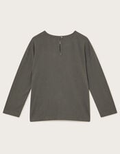 Embellished Long Sleeve Top, Grey (GREY), large