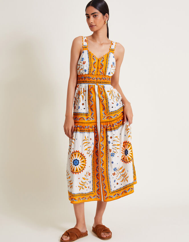 Anya Border Print Dress, Yellow (YELLOW), large