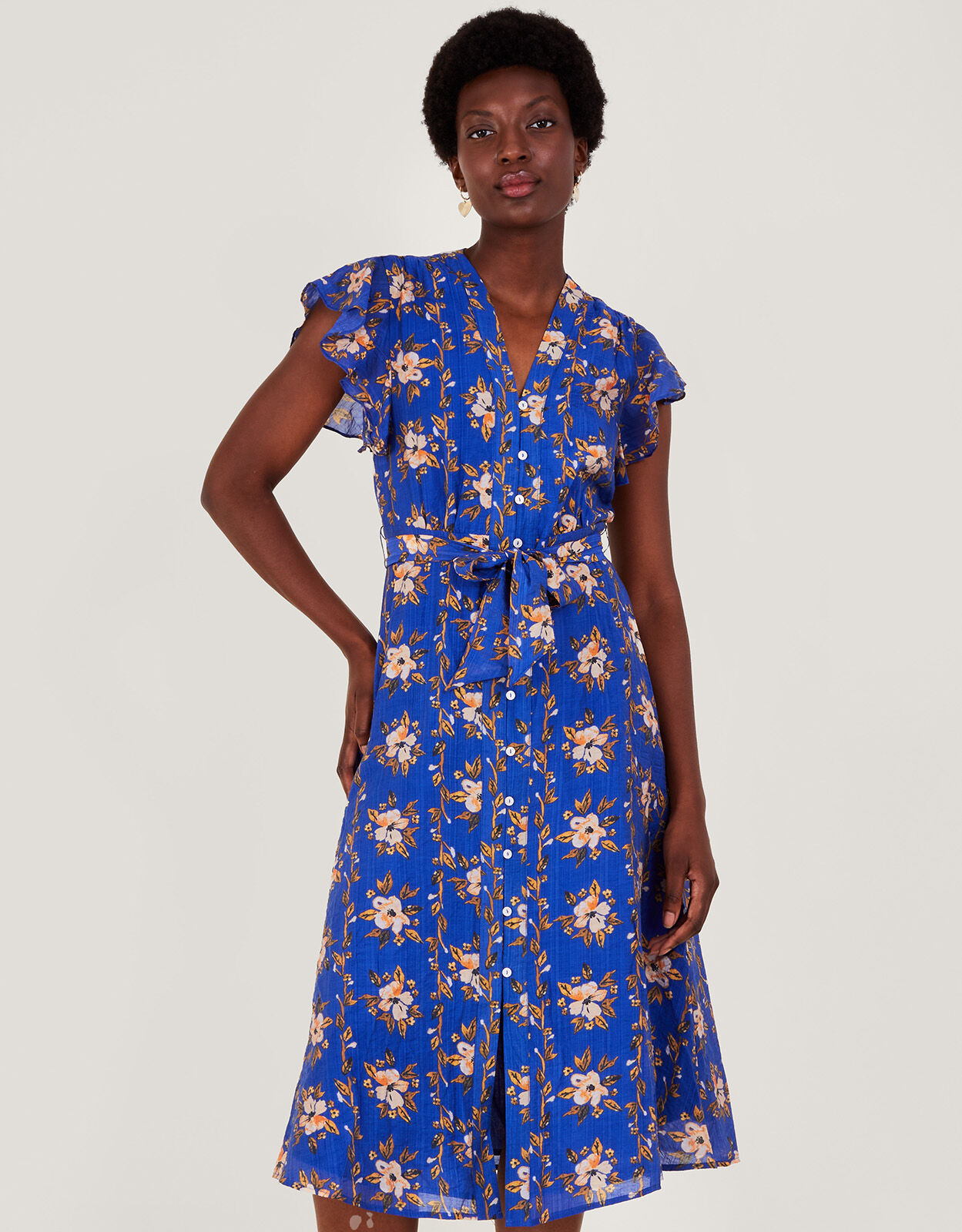 Annie Floral Tea Dress Blue Day Dresses Monsoon UK