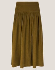 Jenny Corduroy Midi Skirt, Green (CHARTREUSE), large