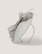 Lynelle Bow Disc Fascinator, Silver (SILVER), large