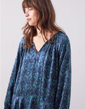 East Bridget Printed Satin Midi Dress, Teal (TEAL), large