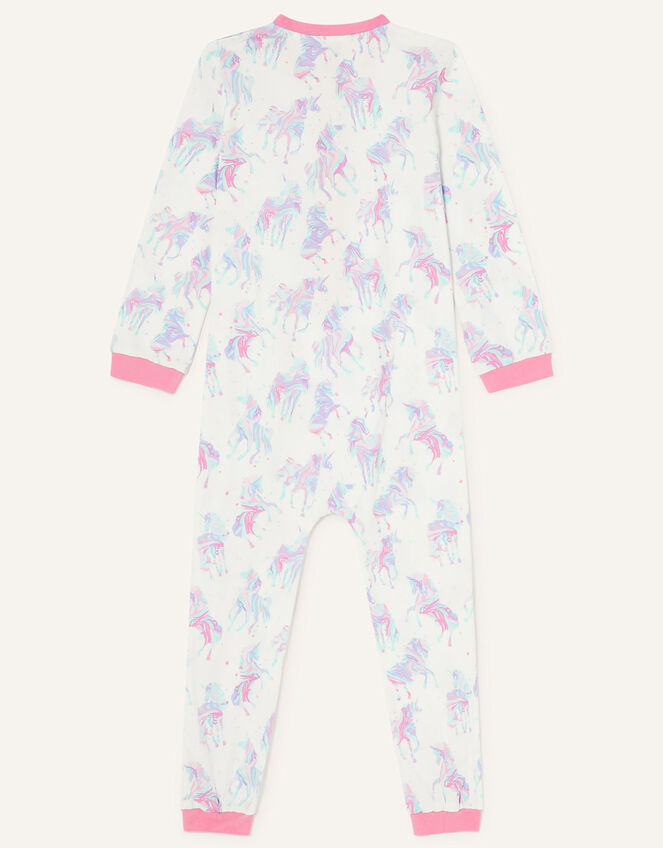 Ada Unicorn Print Sleepsuit, Ivory (IVORY), large
