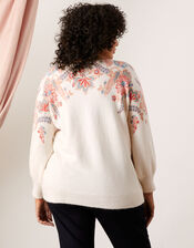 Ava Floral Printed Yoke Jumper, Ivory (IVORY), large