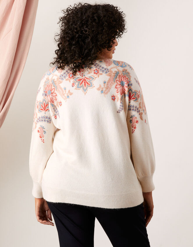 Ava Floral Printed Yoke Jumper, Ivory (IVORY), large