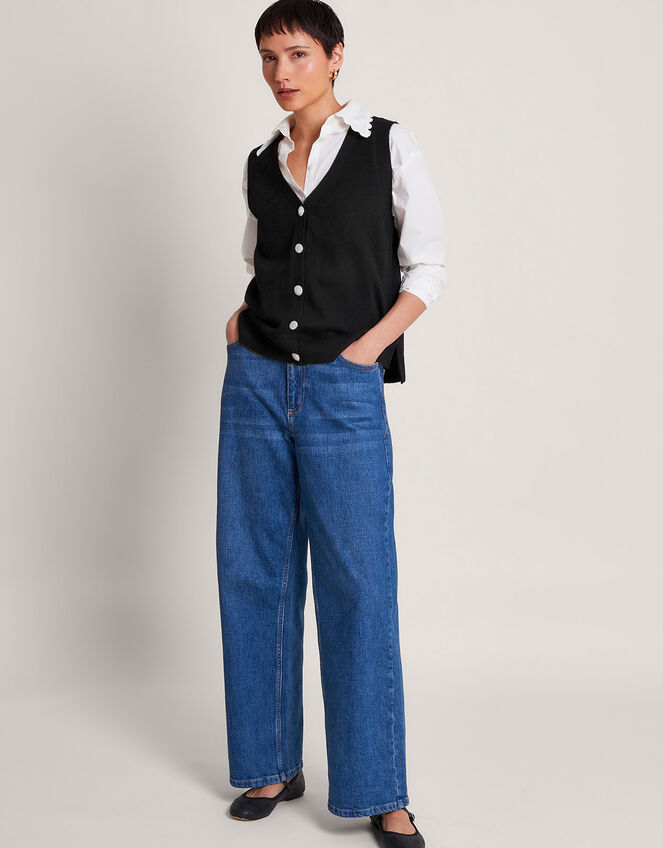 Bri Knit Sweater Vest, Black (BLACK), large