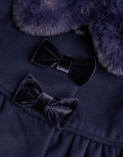 Baby Triple Bow Coat, Blue (NAVY), large
