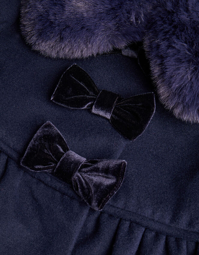 Baby Triple Bow Coat, Blue (NAVY), large