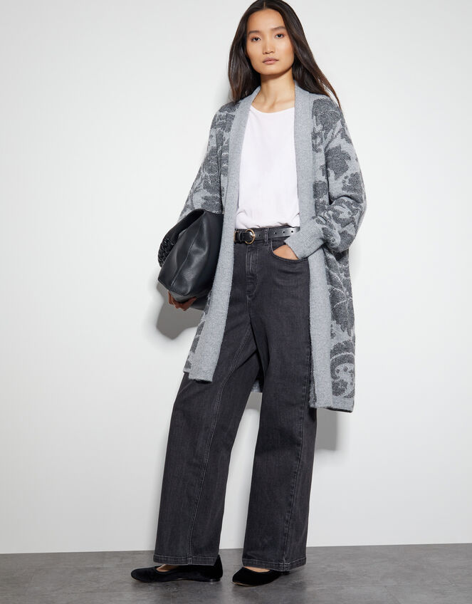 Pip Floral Pattern Coatigan, Grey (CHARCOAL), large