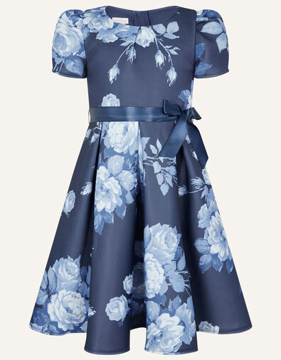 Floral Scuba Dress Blue, Blue (NAVY), large