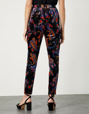 Rowan Paisley Stretch Velvet Trousers, Black (BLACK), large