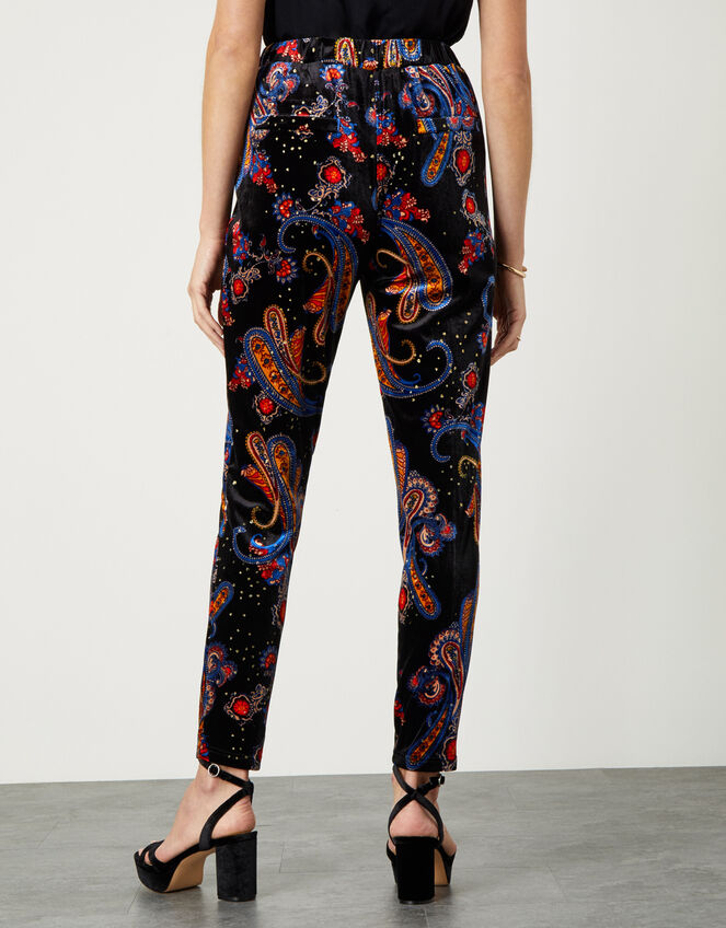 Rowan Paisley Stretch Velvet Trousers, Black (BLACK), large