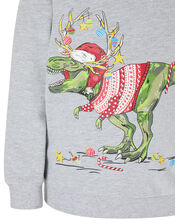 XMAS Dinosaur Sweatshirt, Grey (GREY), large