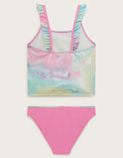 Marble Foil Print Tankini Set, Pink (PINK), large