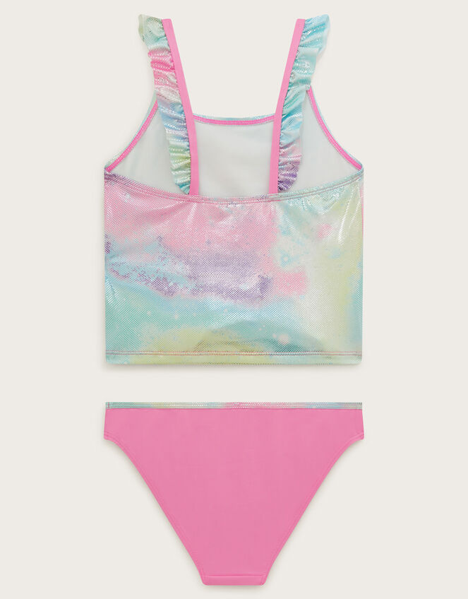 Marble Foil Print Tankini Set, Pink (PINK), large
