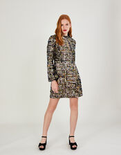 Krya Velvet Sequin Tunic Dress, Black (BLACK), large