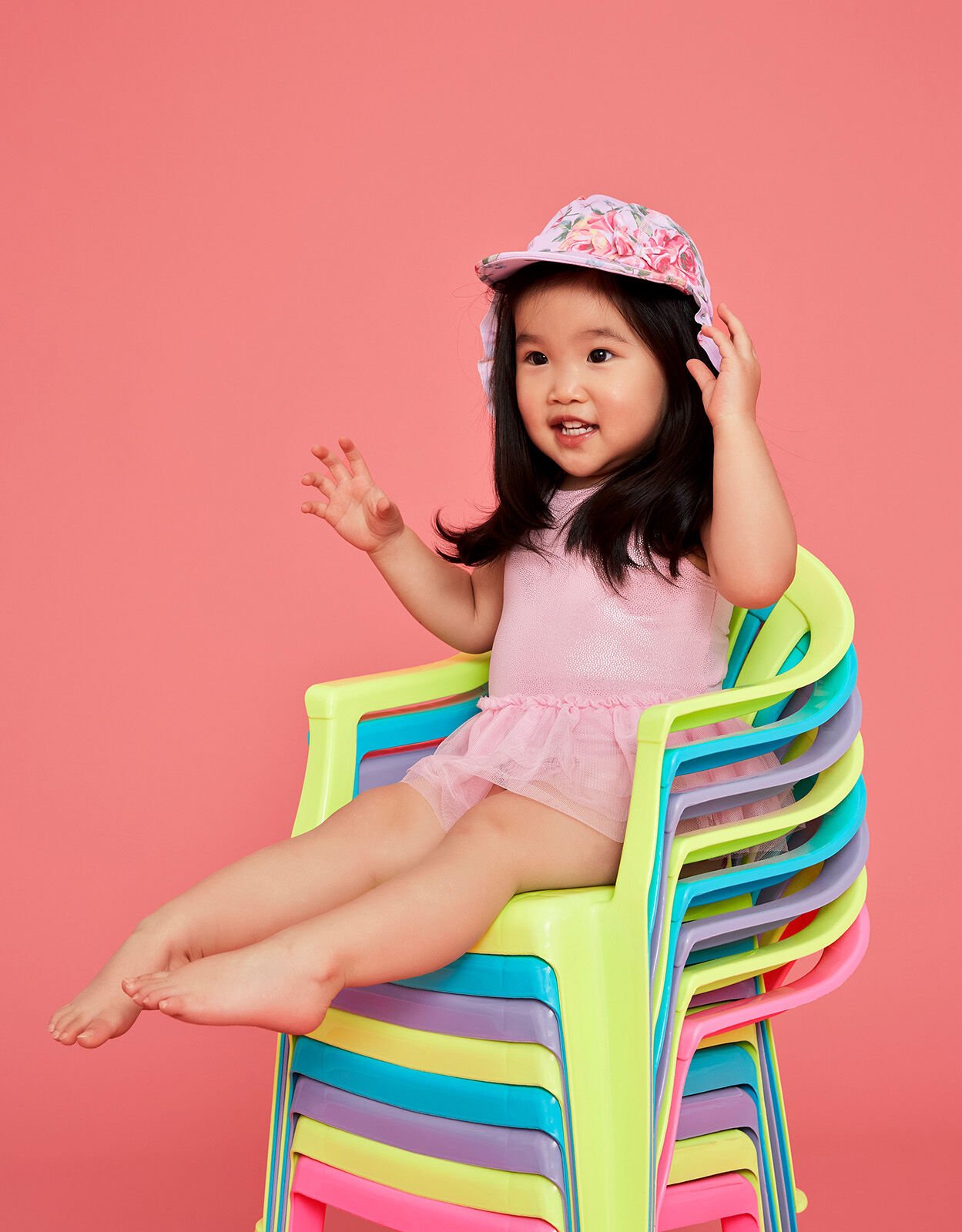 Baby girl swimsuit and hat clearance