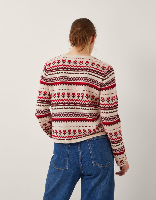 Juno Floral Fair Isle Cardigan Ivory