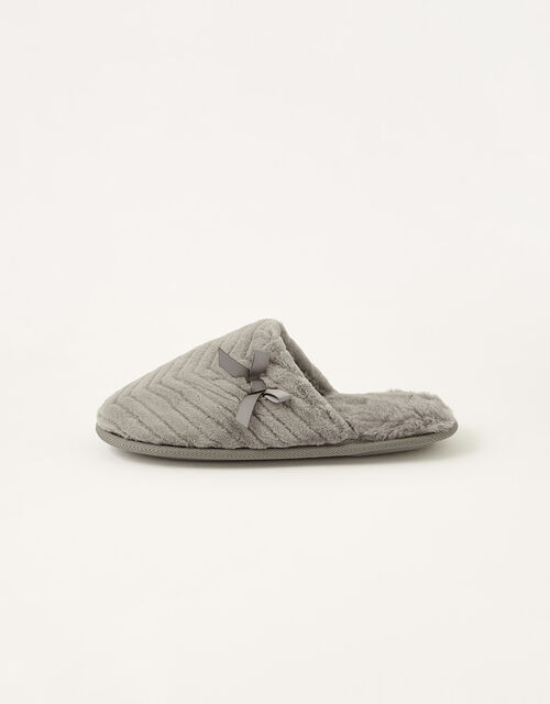 Quilted Fluffy Slippers, Grey (GREY), large