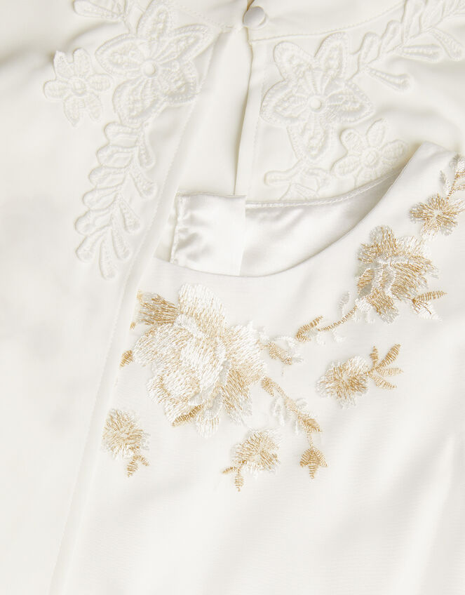 Charlotte Embroidered Dress and Cape, Ivory (IVORY), large