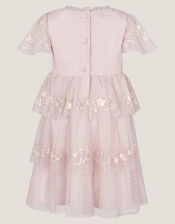 Baby Sophie Embroidered Polka Dot Tulle Dress, Pink (PINK), large