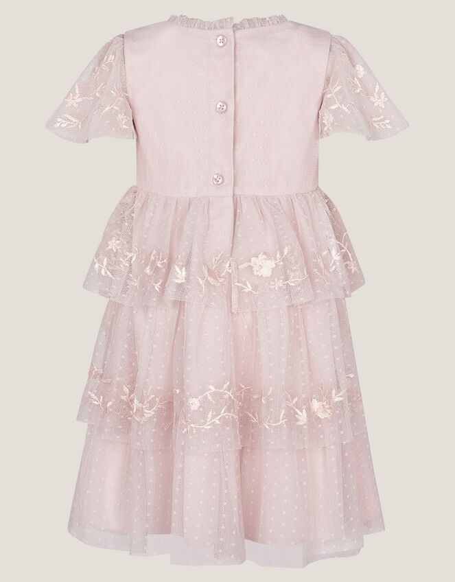 Baby Sophie Embroidered Polka Dot Tulle Dress, Pink (PINK), large