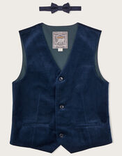 Velvet Waistcoat and Bow Tie Set, Blue (NAVY), large