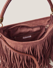 Fay Suedette Fringe Bag, , large