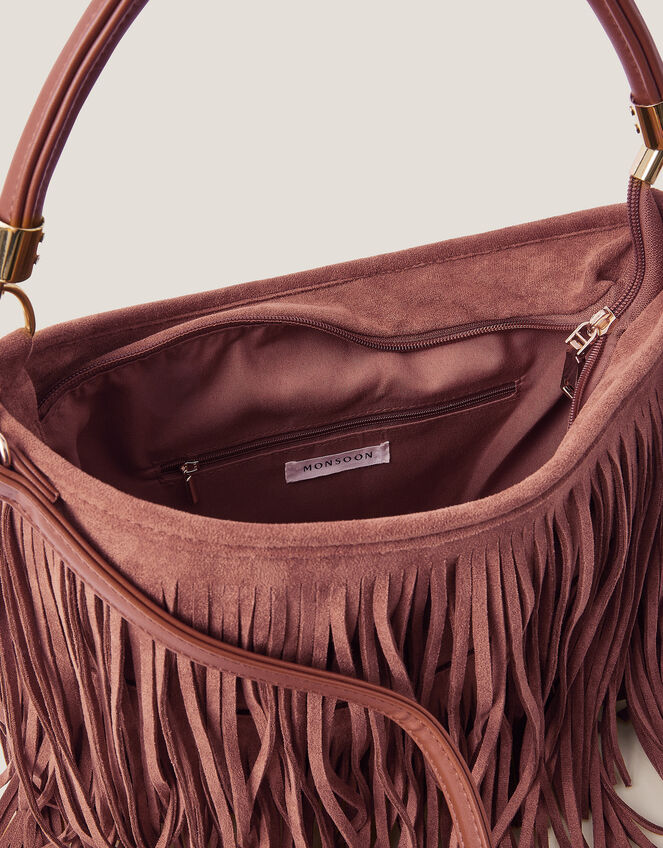 Fay Suedette Fringe Bag, , large