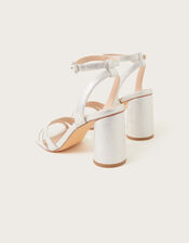 Trio Strap Block Heeled Sandals, Silver (SILVER), large