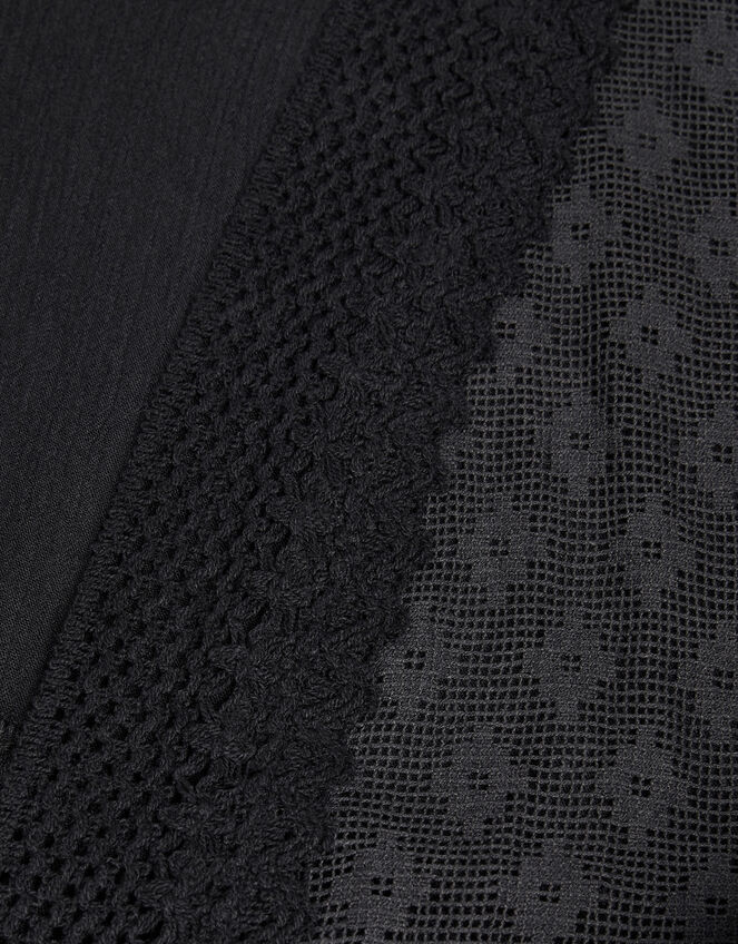 Crochet Kaftan Dress, Black (BLACK), large