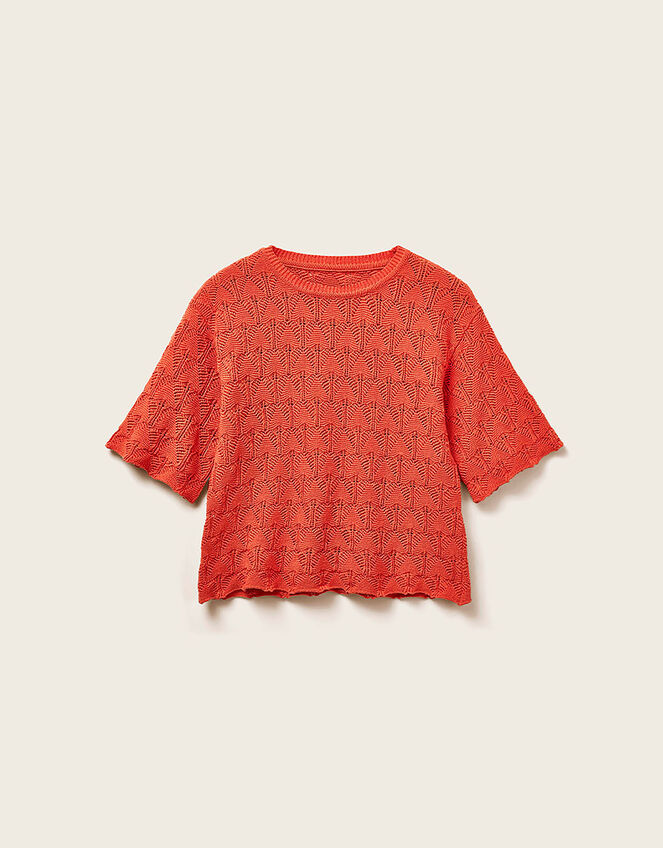 East Flora Pointelle Knit Tee, Orange (ORANGE), large