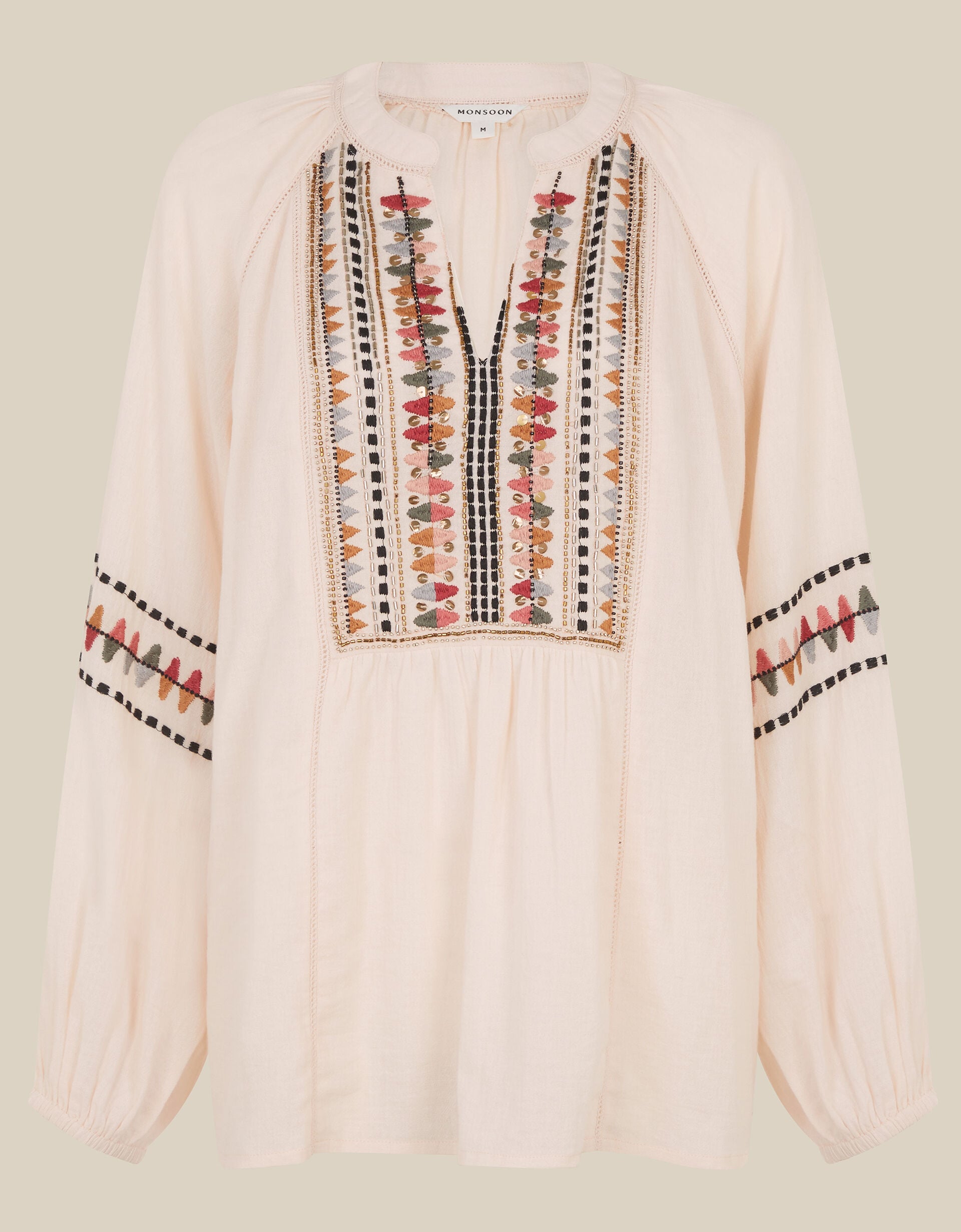 Aoife Geometric Embroidered Top Pink | Tops & T-shirts | Monsoon UK.