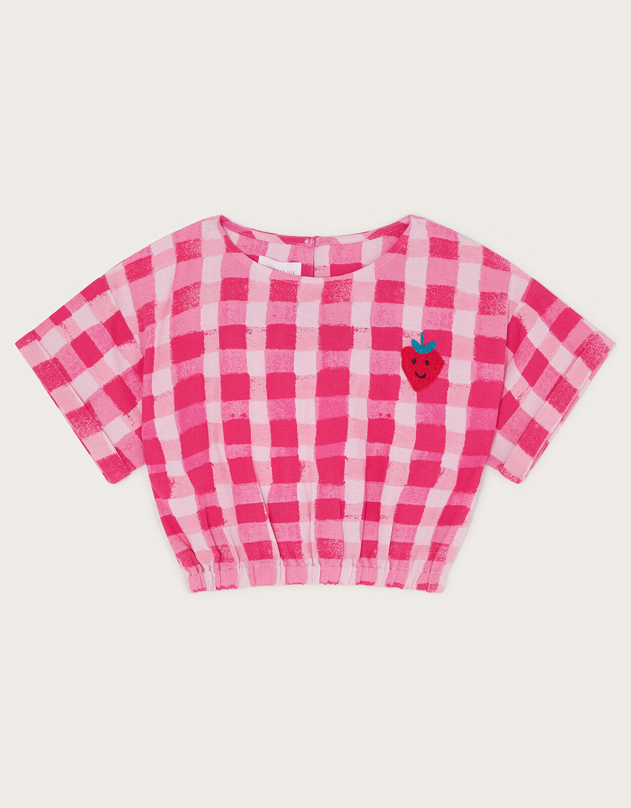 Short Sleeve Gingham Crop Top Pink | Girls' Tops & T-shirts