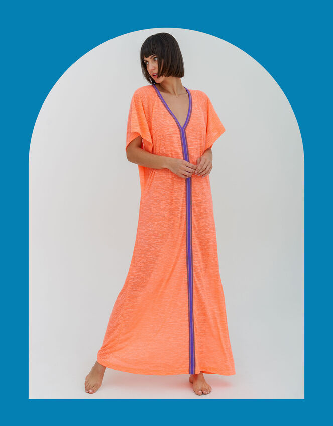 Pitusa Inca Abaya Maxi Sundress, Orange (CORAL), large